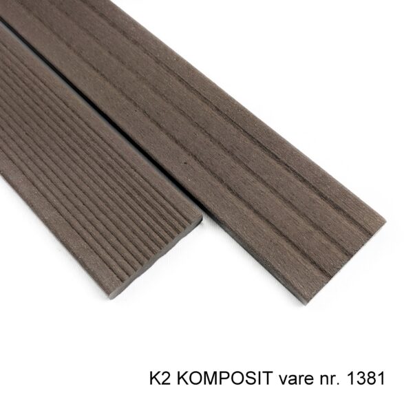 K2 Komposit kantprofil mørk mahogni. Komposit liste til kantafslutning på komposit terrasse. komposit kantliste