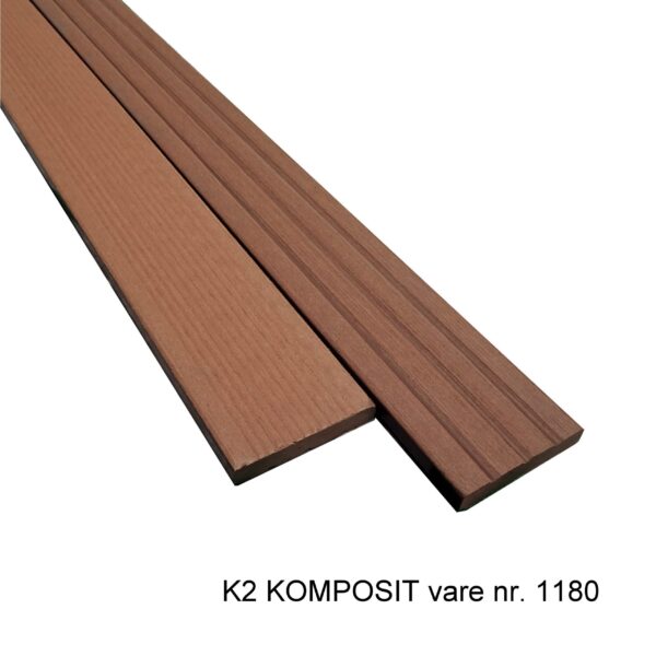 Kantprofil K2 komposit teak. Komposit liste til kantafslutning på komposit terrasse. komposit kantliste