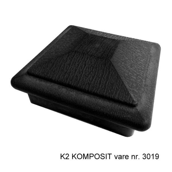 K2 Komposit gråsort top til komposit firkantstolpe 10x10 cm. Plastik Top til hegnsstolper i komposit. stolpetop komposit