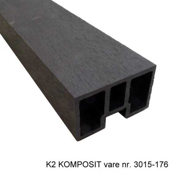 K2 Komposit top-/bundbræt gråsort 176 cm. Passer til vedligeholdelsesfri hegn med komposit notstolper