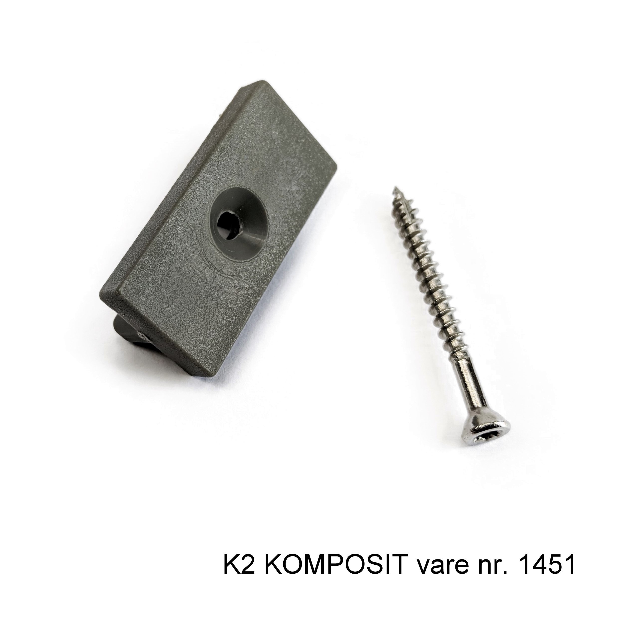 K2 KOMPOSIT montageclips betongrå S rustfri skrue A2 kvalitet. - K2 Komposit