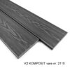 Massiv lys grå / betongrå komposit terrassebrædder med riller og træstruktur. Vedligeholdelsesfri terrassebrædder.