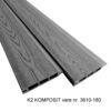 K2 Komposit hegnsbrædder 25x150x1800 mm betongrå med træstruktur