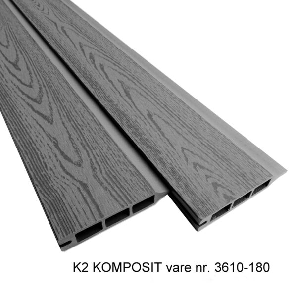 K2 Komposit hegnsbrædder 25x150x1800 mm betongrå med træstruktur. k1. hegnsbrædder med fer og not. Vedligeholdelsesfri overflade. k1.