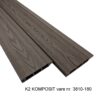 K2 Komposit hegnsbrædder 25x150x1800 mm mørk mahogni med træstruktur