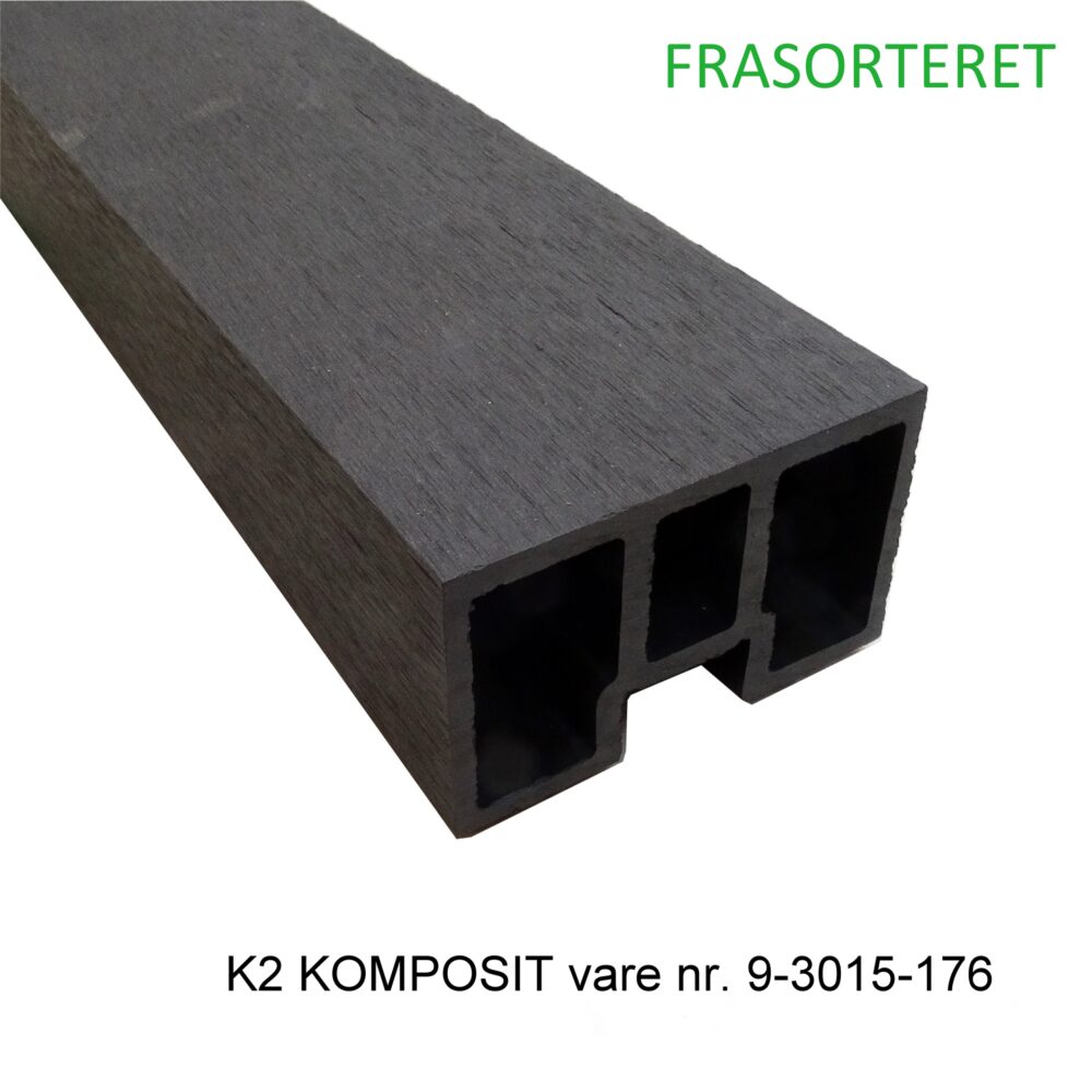 Komposit top-/bundbræt til vedligeholdelsesfrit komposit hegn. Med stålkerne til forstærkning i 2 mm varmgalvaniseret stål