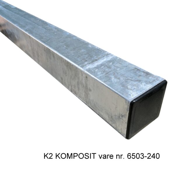 K2 Komposit stålstolper 8x8 cm. 240 cm. galvaniseret stolpe. hegns stolper i stål. galvaniserede stolper. stolper hegn. Hegnsstolper 80x80
