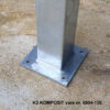 Varmgalvaniseret stålstolpe med fodplade. Til direkte montage på beton, fliser eller træ.